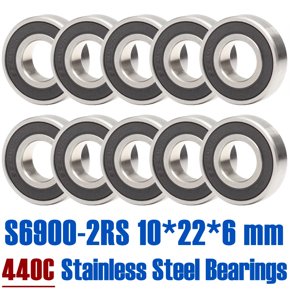 

S6900RS Bearing 10*22*6 mm ( 10 PCS ) S6900 RS 6900 440C Stainless Steel S6900RS Ball Bearings