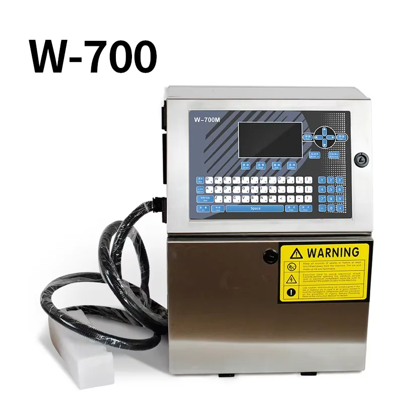 W-700M Automatic Batch code Number date Plastic Pipe Bottle Bag pvc egg cable online printer CIJ Inkjet Printer