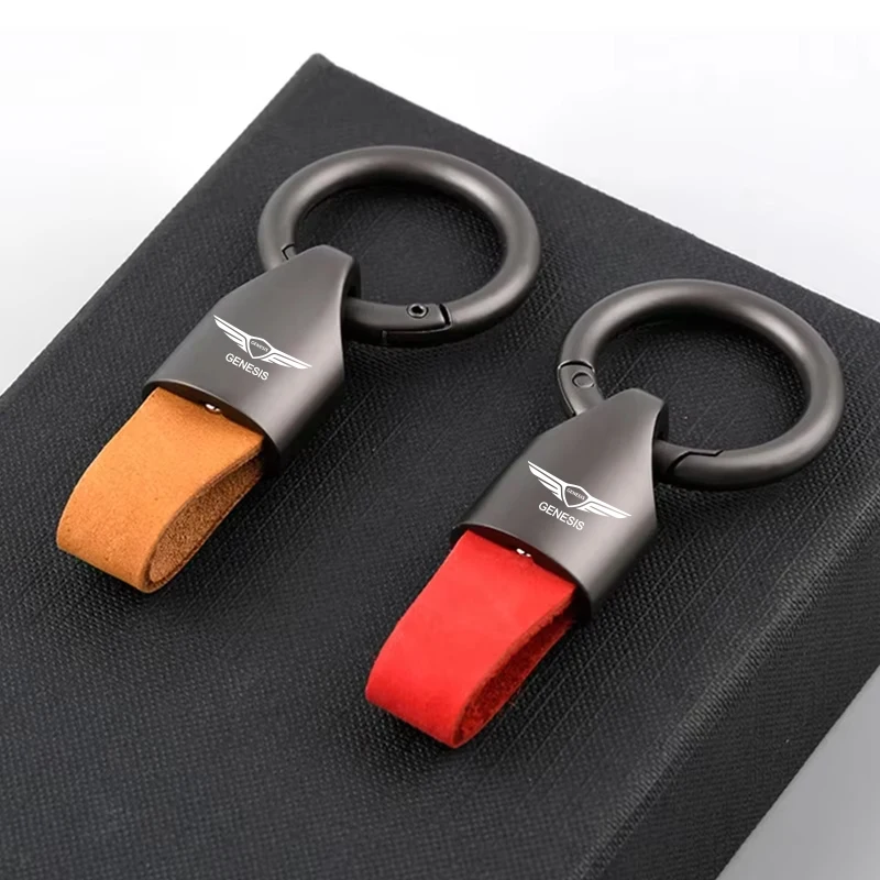 Fashion Durable Leather Car Key Ring Keychain Holder Accessories Suitable for Genesis G80 GV70 GV80 GV60 G70 Car Keys Keyholes