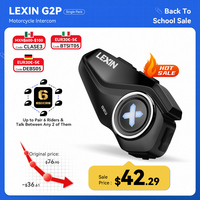 Lexin G2P Motorcycle Intercom Helmet Bluetooth Headsets,Handsfree Communicator Up to 6 Riders Interphone with FM Radio
