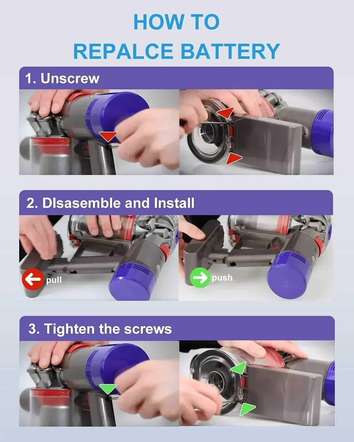 2024 Original 21.6V 8000mAh Li-ion Battery for Dyson V6/V7/V8/V10 DC62 DC74 SV09 SV07 SV03 965874-02 Vacuum Cleaner Battery L30