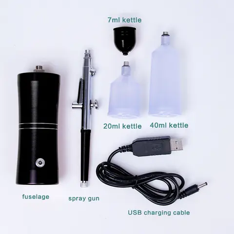 Bärbar sprutpistol för keramik, sprutkanna i rostfritt stål, glasyrverktyg med luftpump, sprutpistol för färg, keramisk glasering, blåsande glasyrset 8 best sales Keramikunderglasyr - №4