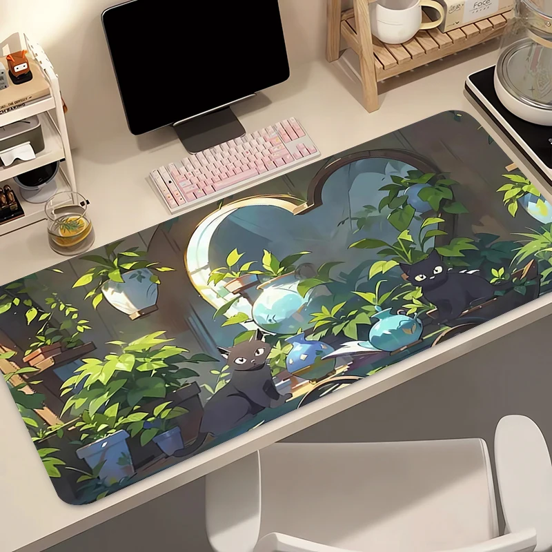 لوحة ماوس ألعاب ناعمة من السيليكون باللون الأسود كاواي، لوحة مفاتيح كبيرة، لوحة ماوس توبوغرافية للوحة المفاتيح مع مفرش طاولة مضاد للانزلاق #3