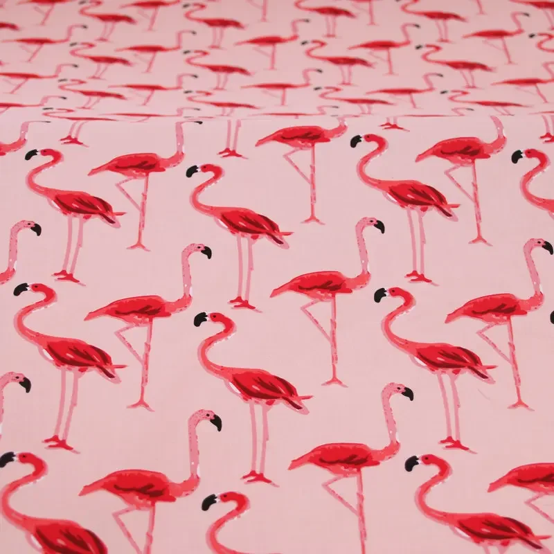 Summer Cartoon Flamingo Print Parent-child Dress 100% Cotton Fabric DIY Baby Clothes Shirt Fabrics Colth Per Meter Material