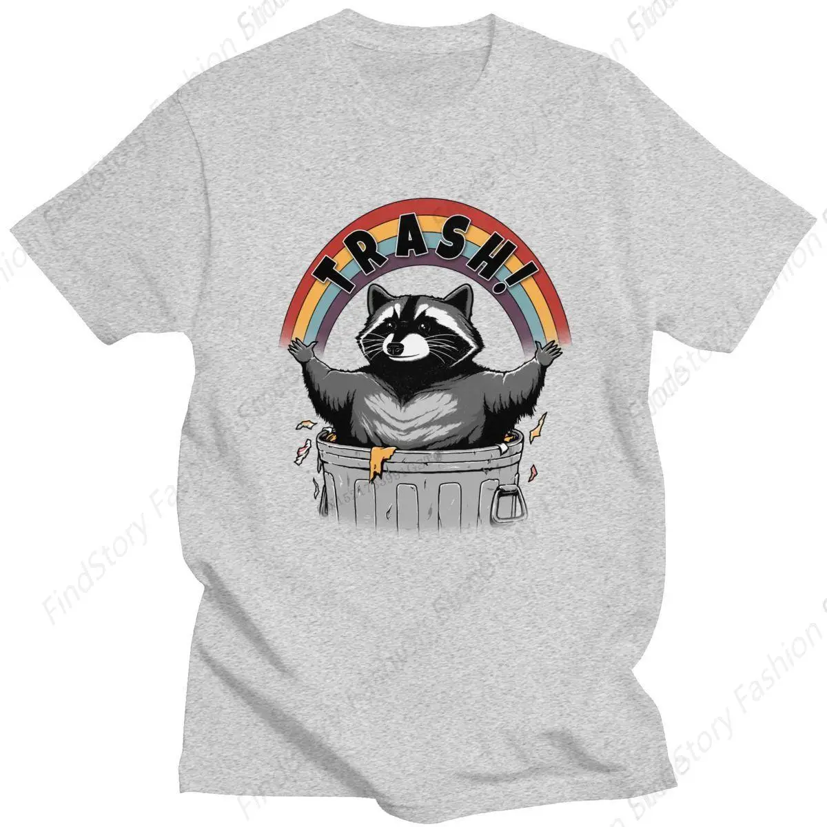 Streetwear Raccoon Trash T-Shirt for Men Cotton Vintage Short Sleeve O Neck Sports New Trend Tops Tee