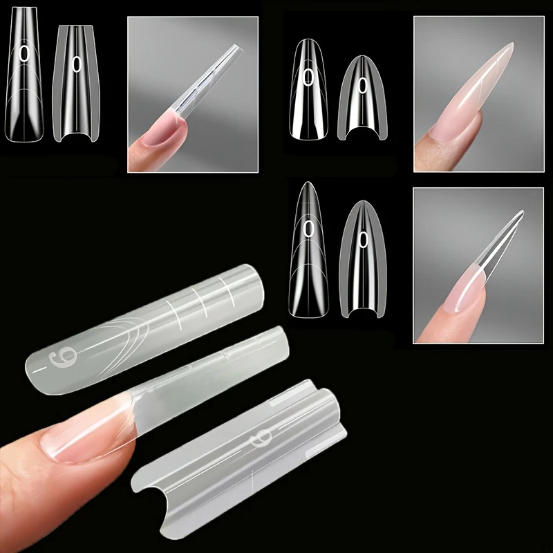 240 Pz/scatola Riutilizzabili Trasparente Ovale Stampi Per Unghie Finte 15 Formati Forma Unghie Artistiche Estensione Top Stampo Fondo Unghie Finte