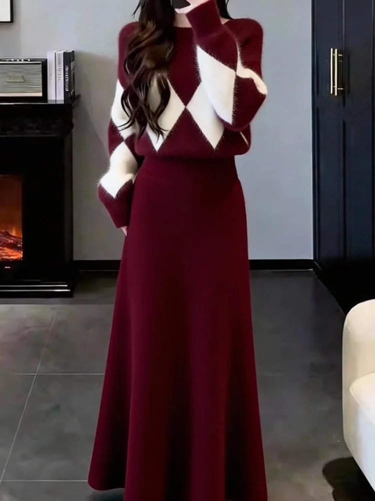 

Ele Winter Faion Set Lady Light Maturi Beautiful Korean Sle Super ular Outfit Youthful OOTD Ensemble
