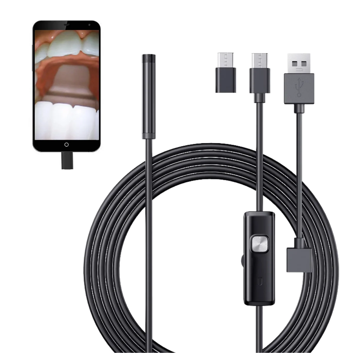 3IN1 Mini Endoscope Camera 7.0mm Soft/Hard Wire USB Camera For Car Inspection Support Android/PC And Tablet