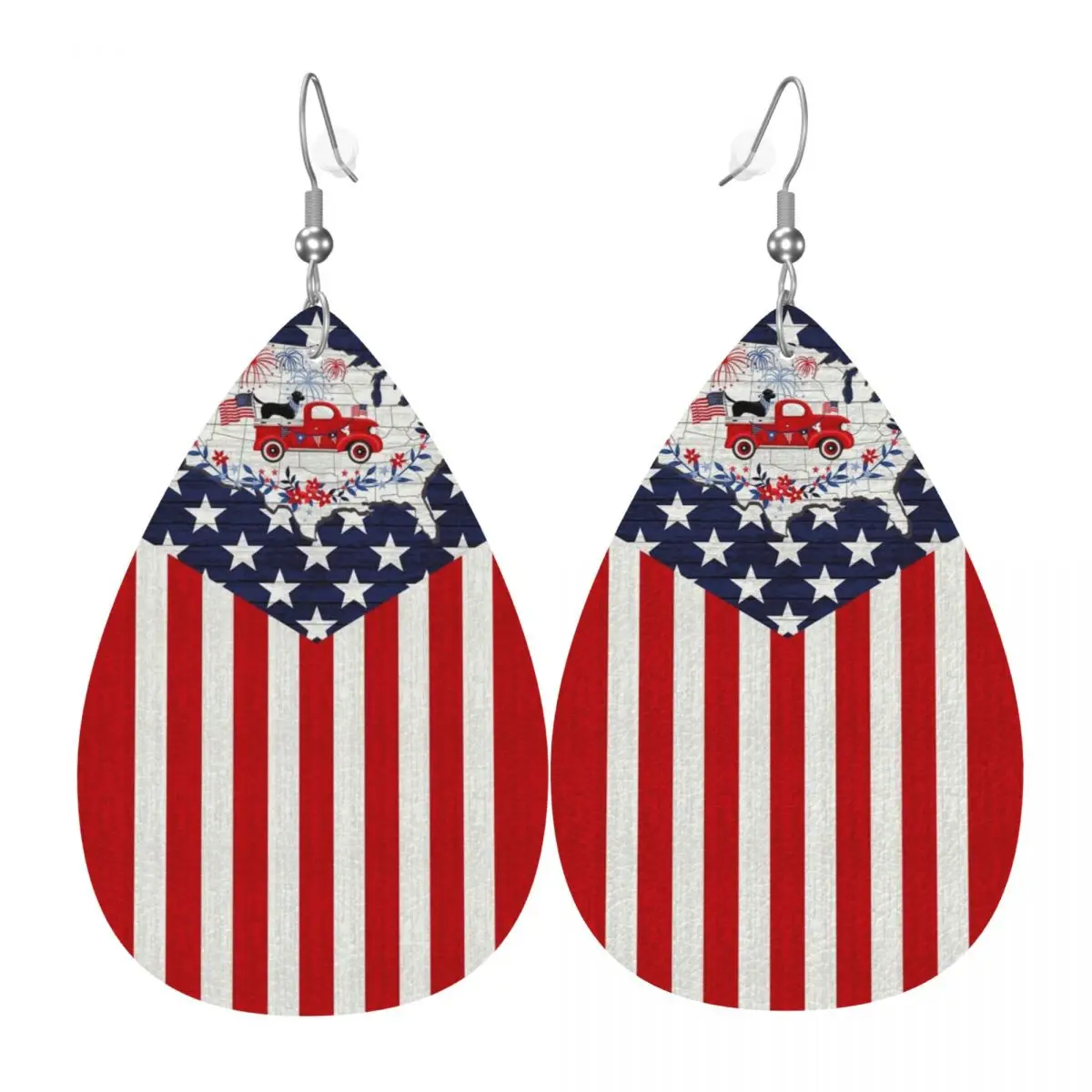

Custom Truckin' In The USA Multi Flag Panel Leather Earrings for Women Teardrop Dangle Earrings Jewelry Accessories