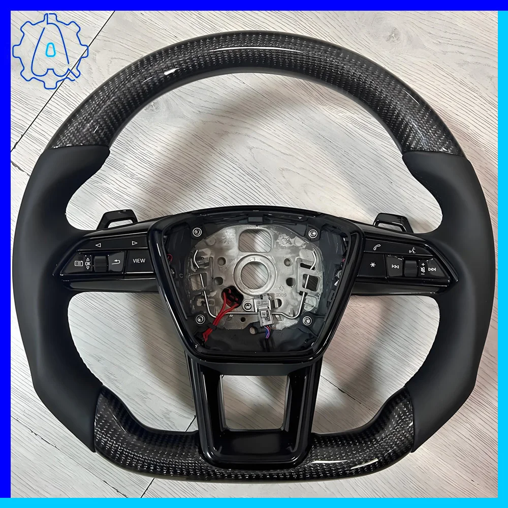 

Carbon fiber steering wheel For Audi A6 C8 S RS leather sports flat bottomed steering wheel with buttons and paddles