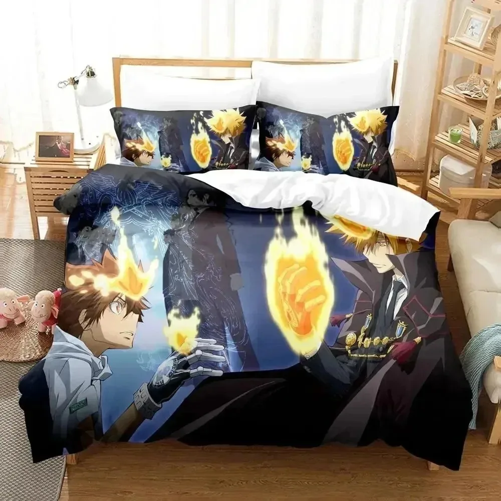 Anime HITMAN REBORN Bedding Set 3D Printed Suitable for Bedroom Duvet Cover Set With Pillowcases Kids Home Textile