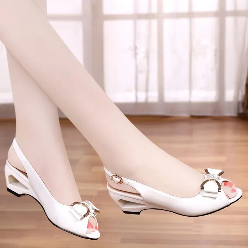 GKTINOO 2024 Summer New Style Sandals Female Summer With Wedges Open Toe Shoes White Shoes Comfortable Women\'s Shoes