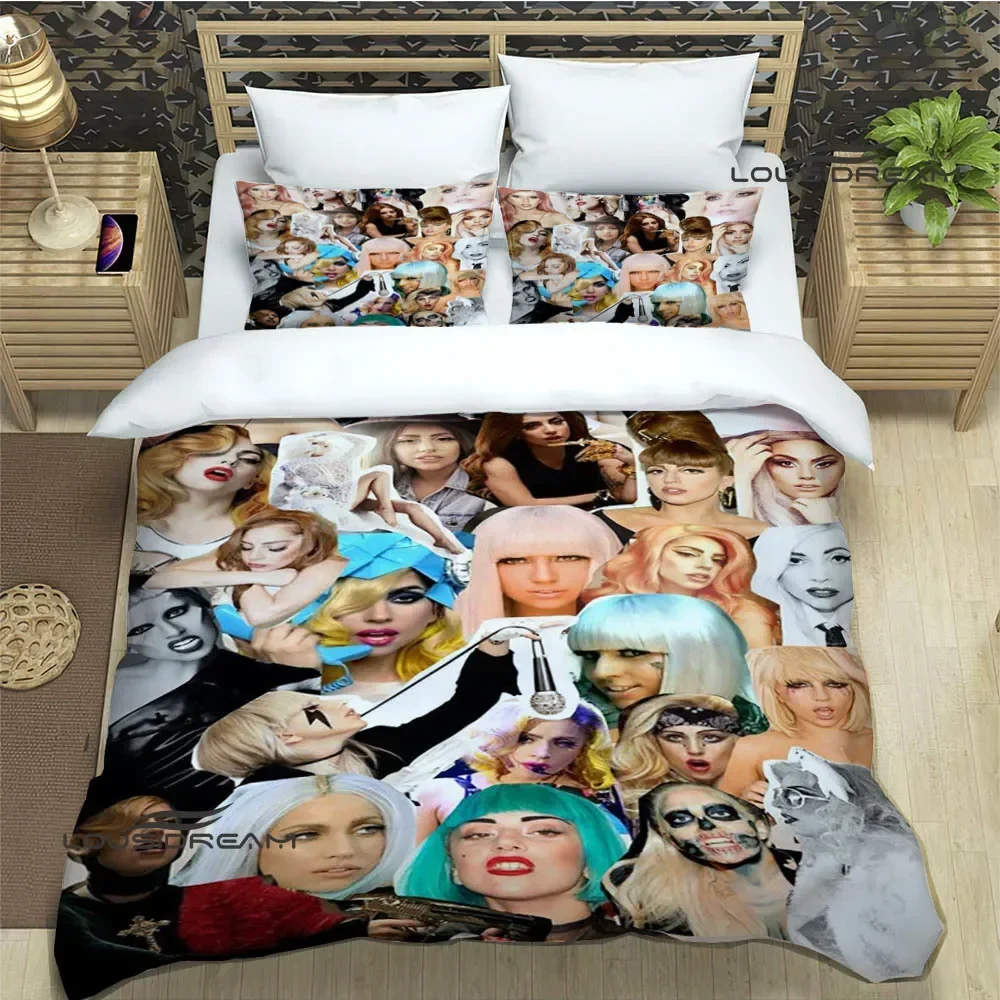 

Single-Sided L-Lady-Gaga Printed Comfortable Bedspreads Duvet, King and Queen Bedding Set, Birthday Gift, Luxury, 3Pcs