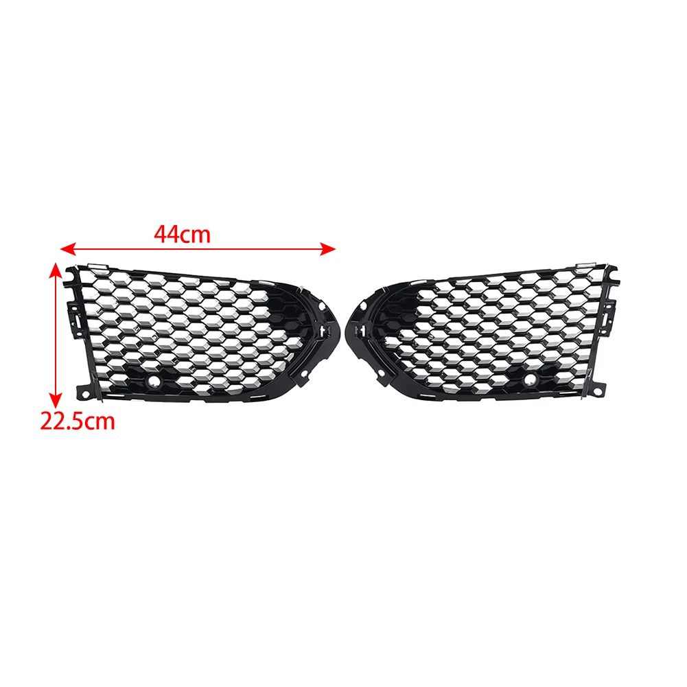 Car Opened Mesh Front Bumper Fog Light Lamp Grill Grille With PDC For Jaguar F-Pace 2016 2017 2018 2019 2020 Glossy Black