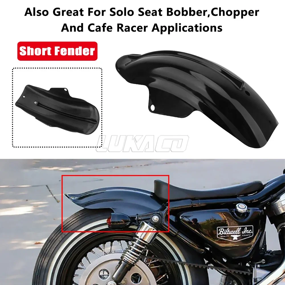 Guardabarros trasero Universal negro para motocicleta Bobber Chopper Cafe Racer, guardabarros ABS, accesorios para Motocross, marcos de piezas