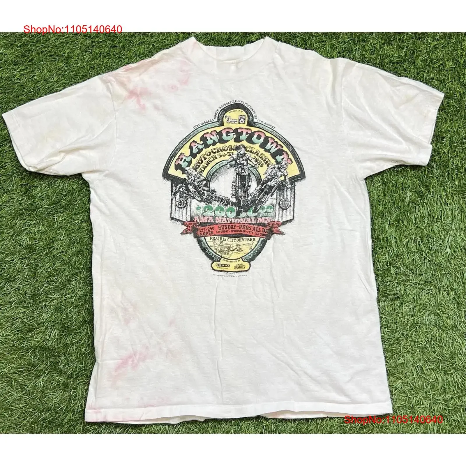 

Vintage 80's Hangtown Motocross Classic T Shirt Men's L Single Stitched USA 1985 vintage Washed graphic Unisex Stretched