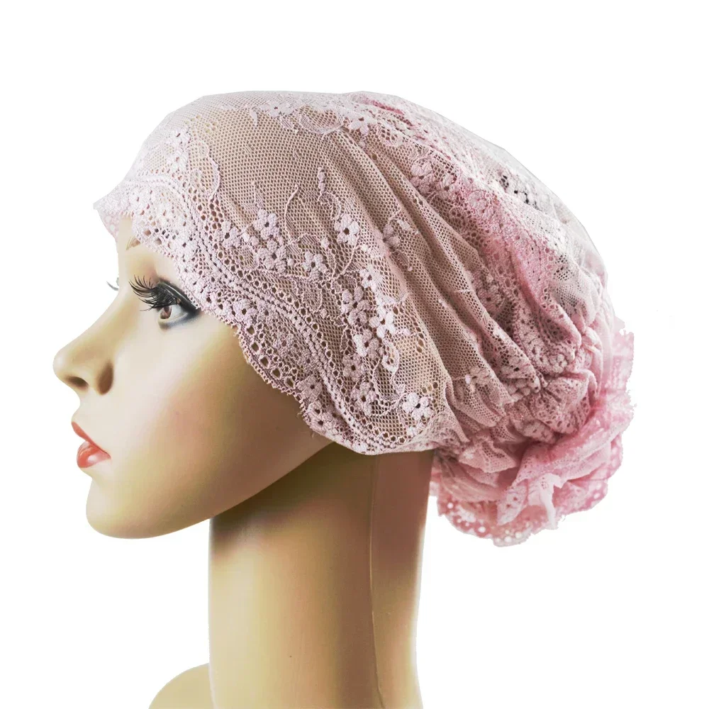 Muslim Hijab Underscarf Turban Lace Inner Cap Hat Headwear Women Islamic Under Scarf Headscarf Beanie Bone Bonnet Hijabs