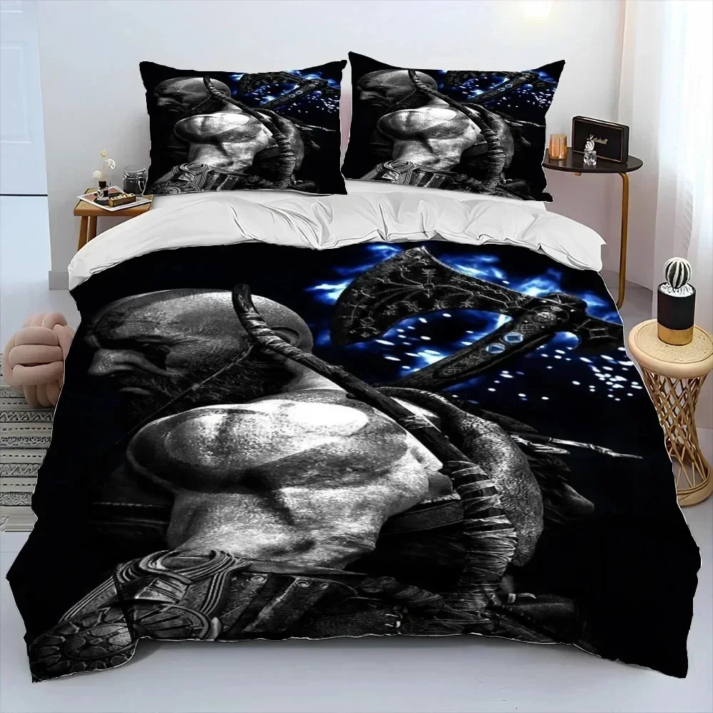 

3D Print God of War Game Gamers Kratos Printed Bed Set Duvet Cover Pillowcase Bedding Set Linen Sheet Quilt Cover Full King Size