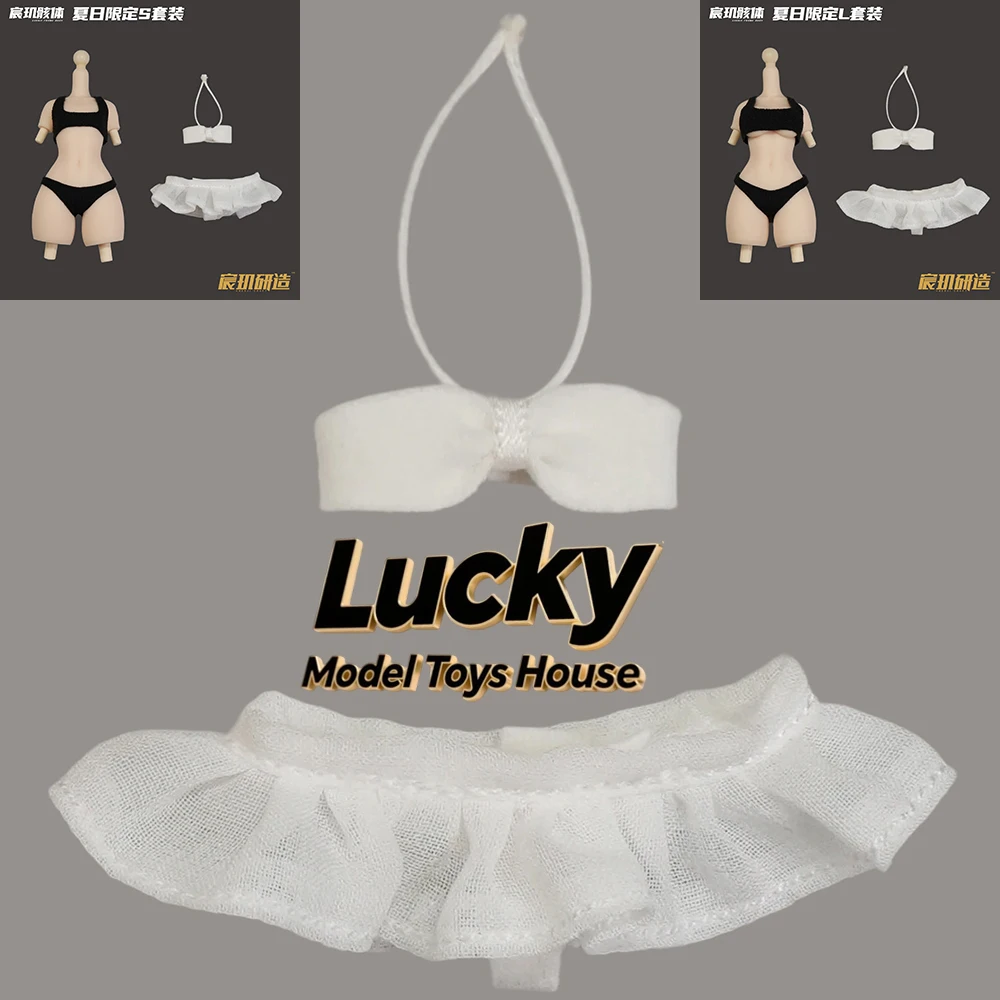 

Белое бикини-платье-юбка в масштабе 1/12, летний купальник, аксессуар для игрушек, для 6-дюймовых фигурок ChenJi Frame S L, украшение для тела девушки-робота