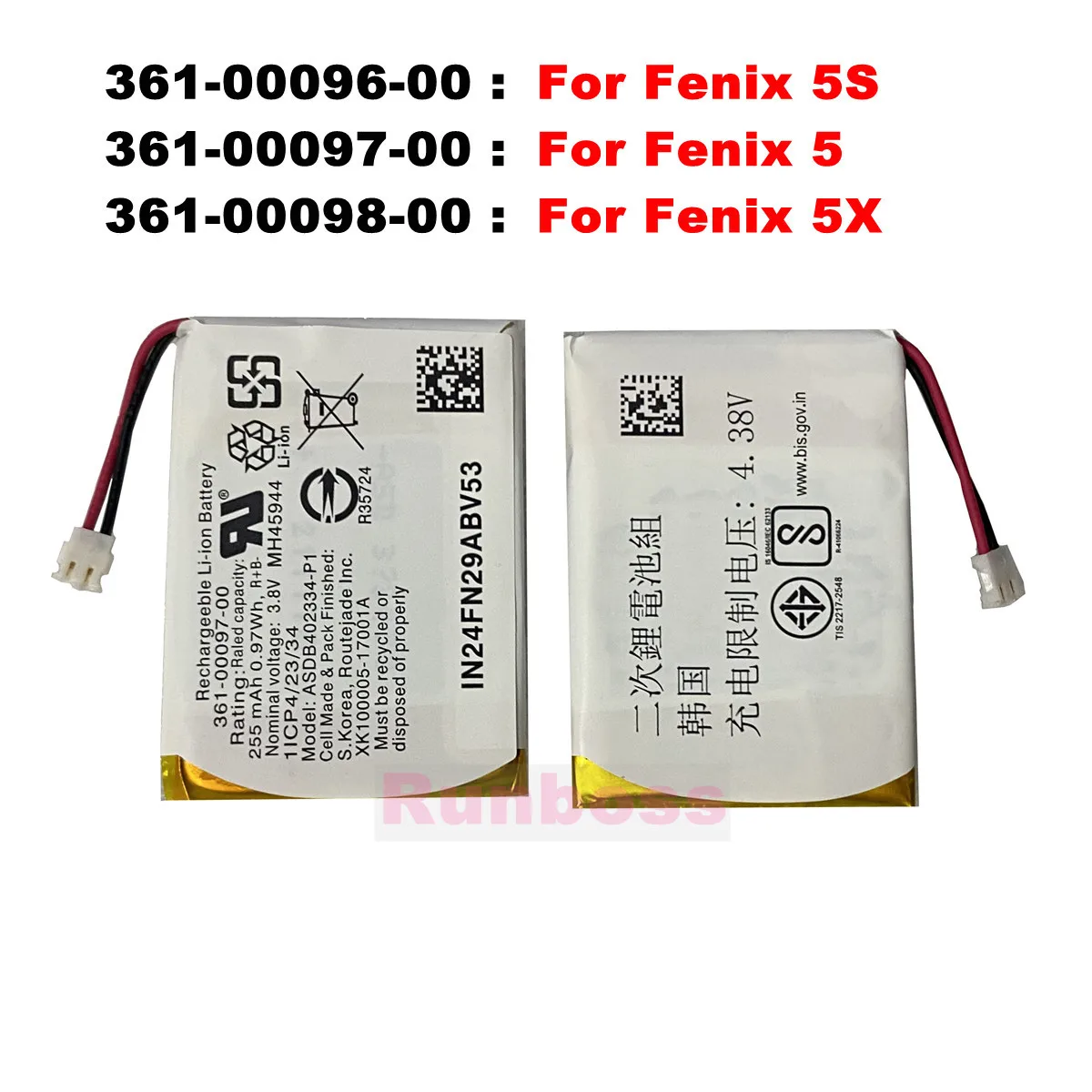 

Battery 361-00097-00 361-00096-00 361-00098-00 For Garmin Fenix 5 6 5S 5X Plus Fenix6 Pro Forerunner 935 945,Approach S60 Watch