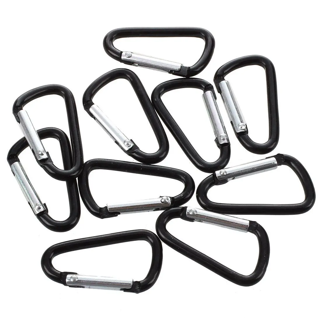 10 Pcs Black D Shaped Aluminum Alloy Snap Clip Key Chain Carabiner Hook HOT