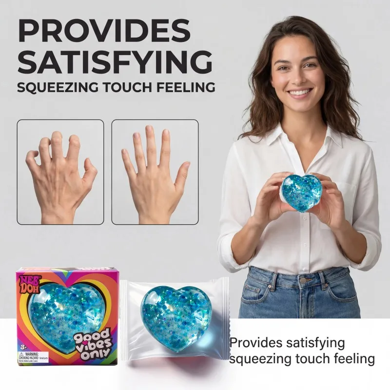 Palm Decompression Ball Soft TPR Squishy For Adults Mini Party Gift Colorful Squeeze Heart Toy Stress Relief Sensory Fidget Toys