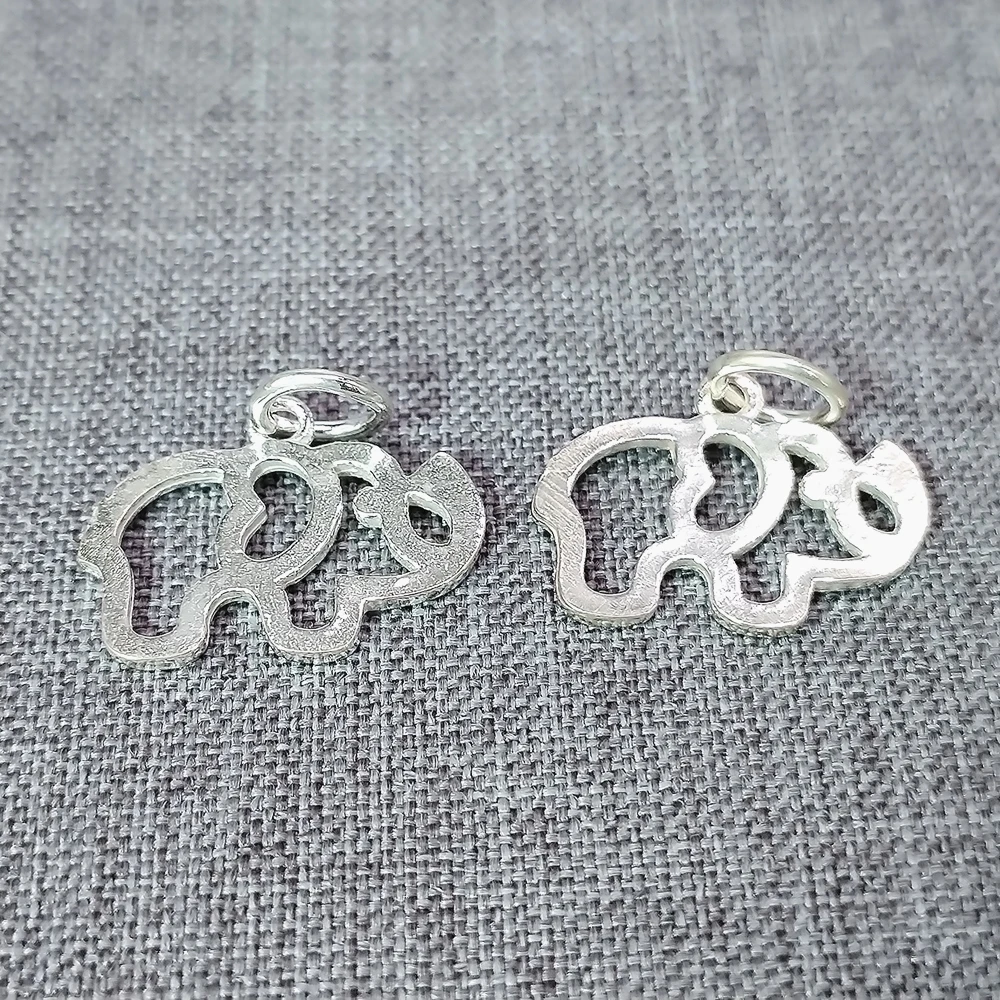 

2pcs of 925 Sterling Silver Cut-out Elephant Charm Shiny Pendant 2-Sided for Bracelet Necklace