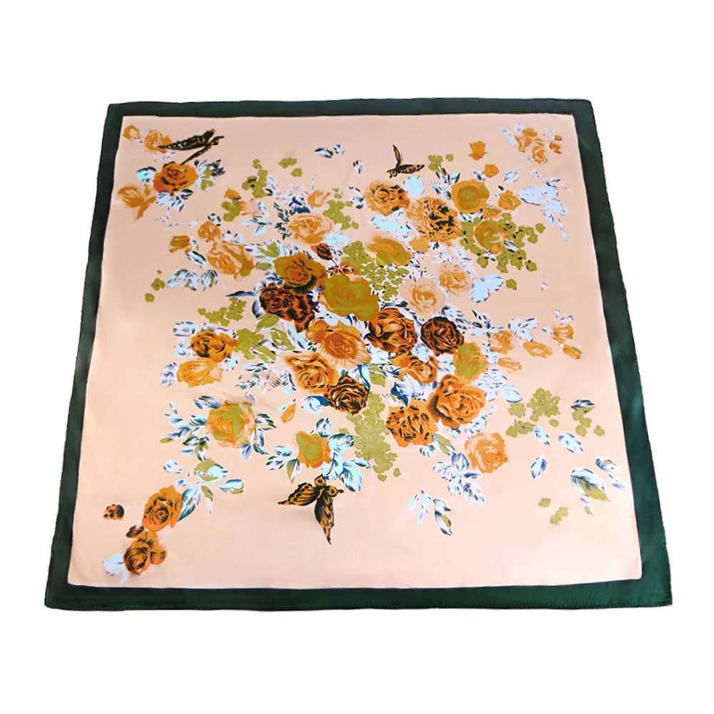 

Женский шарф с розой 90*90 см, винтажный элегантный атласный шарф с принтом пейсли, разноцветный тонкий квадратный атласный шарф, галстуки