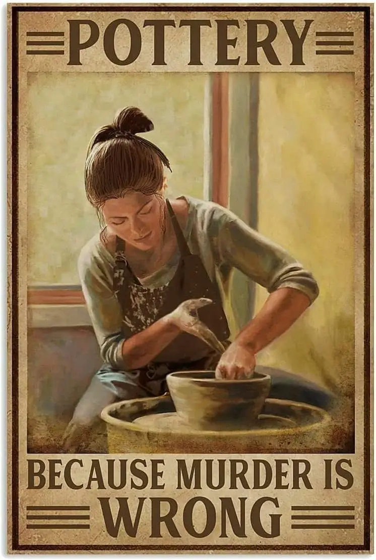 Vintage Aluminum Sign Metal Poster Plaque Pottery Because Murder Is Wrong Metal Sign Iron Painting Retro Wall Decor Nostalg sign
