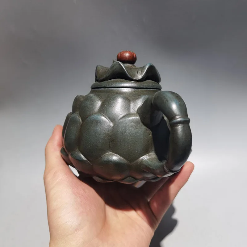 410ml  Famous Purple Sand Pot Set Imitating Old Pot Ornaments Raw Ore Purple Sand Qinghe Frog Singing Kungfu Tea Set Gift