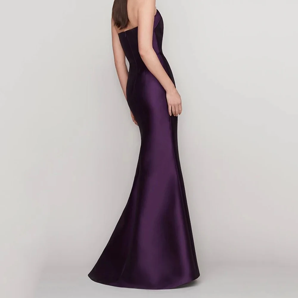 فساتين سهرة حورية البحر مخصصة بطول الأرض بدون حمالات بدون أكمام فستان حفلات موضة Ruched بسيط ثنيات بدون ظهر #2