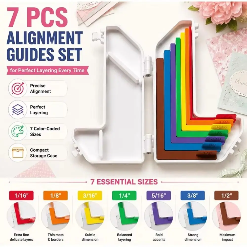 Multi-size Paper Crafting Alignment Guides Precision Layering Color-coded Paper Positioning Rulers Set Size Tabs
