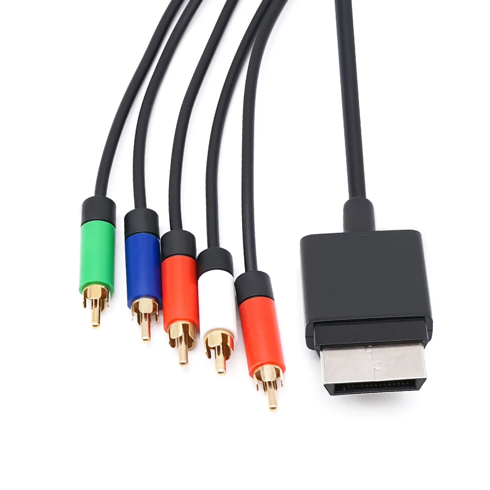 

10PCS 1.8m Black Component AV audio video 5RCA Cable For Xbox 360 Slim Games Accessories