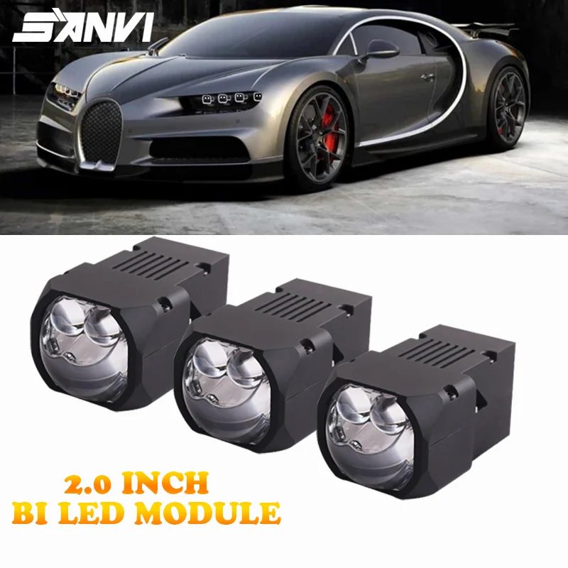 SANVI 102W M20 Bi Led Module Hyperboloid Lens 2.0 inch for Car Headlight High Low Beam 12V Led Lights Retrofit Auto Accessories