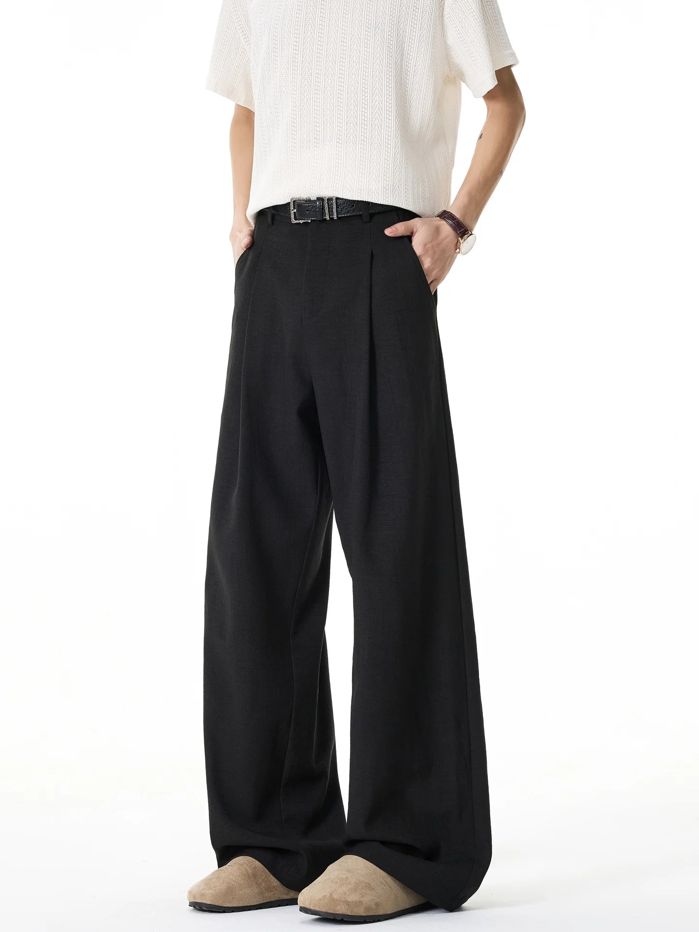 

Spring Faion Brand Pure Color Drapey Loose Casual Pants ex Retro Couple Match Youth ular Sle Online Exclusive