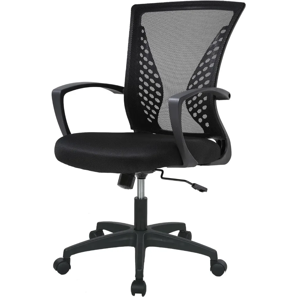

Office Chair Mid Back PC Swivel Lumbar Support Adjustable Desk Task Computer Ergonomic Comfortable Mesh Chair with Armrest