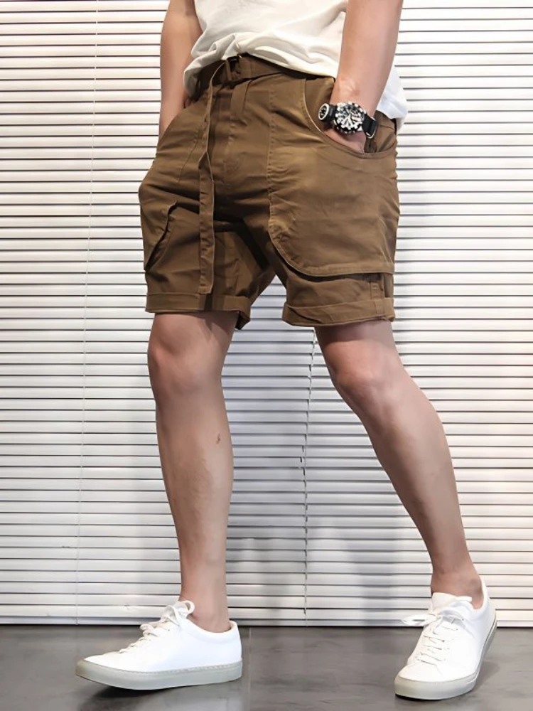 Short Pants For Men With Pockets Mens Cargo Shorts Wide Loose Green Baggy Solid Y2k Elegant Wholesale Vintage Cotton New In