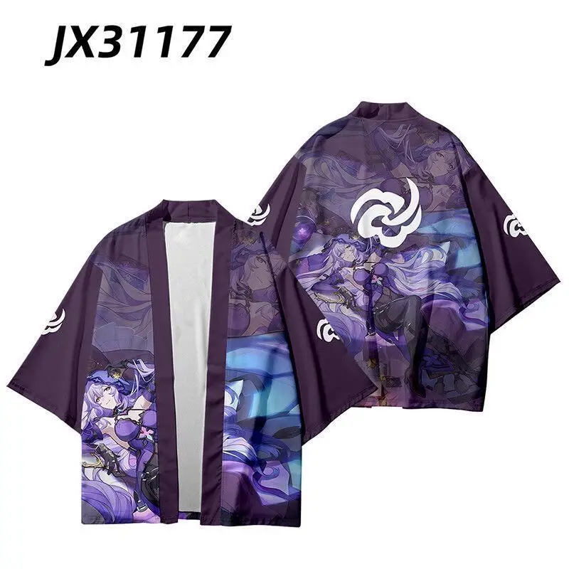 Honkai Star Rail Robin Cosplay Kimono Costume Fashion Printed Short Sleeve Party Aventurine  Cloak