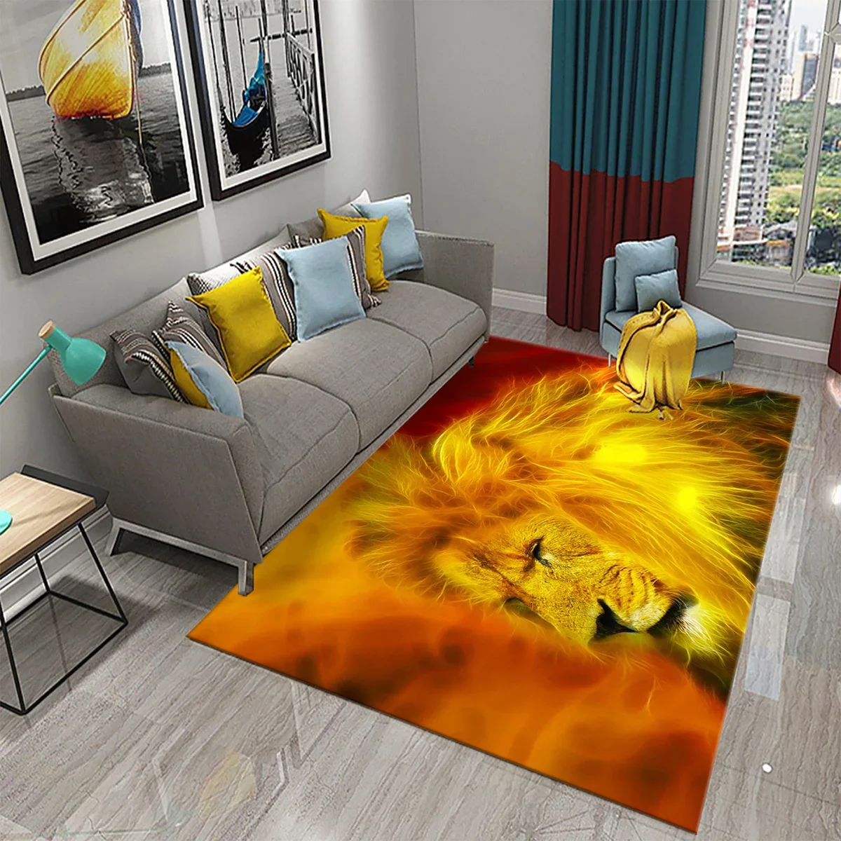 3D Lion Carpet for Living Room Kitchen Bathroom Anti-slip Indoor Area Rug Home Floor Mat Sofa Carpets for Kids Bedroom Decor Mat