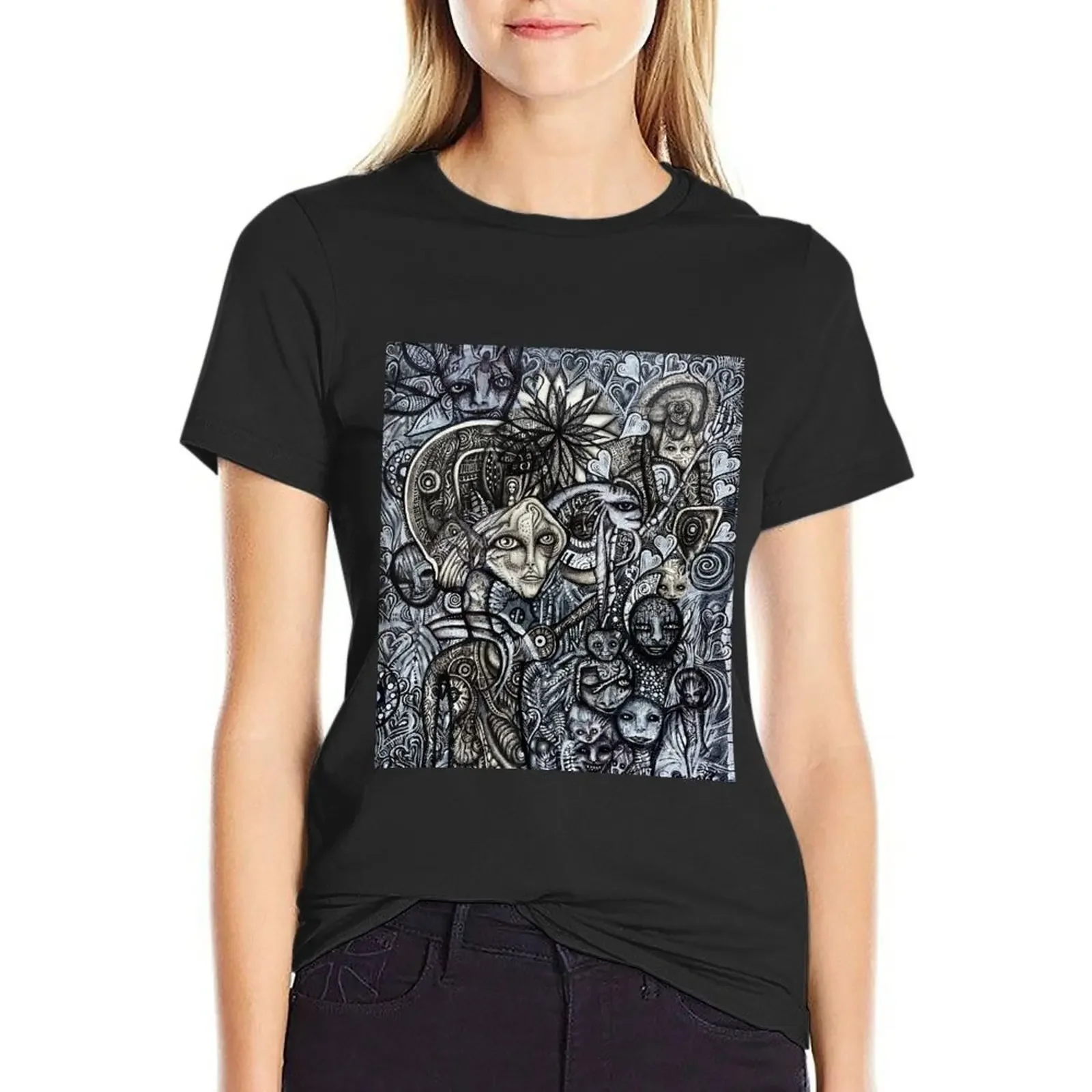 

Saints of Darkness T-Shirt oversized Short sleeve tee funnys customs tops Women