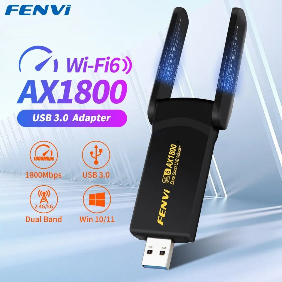  FENVI 1800Mbps WiFi 6 USB Adapter Dual Band 2.4G/5Ghz Wireless WiFi Receiver USB 3.0 Dongle Network Card For Laptop PC Win 10/11