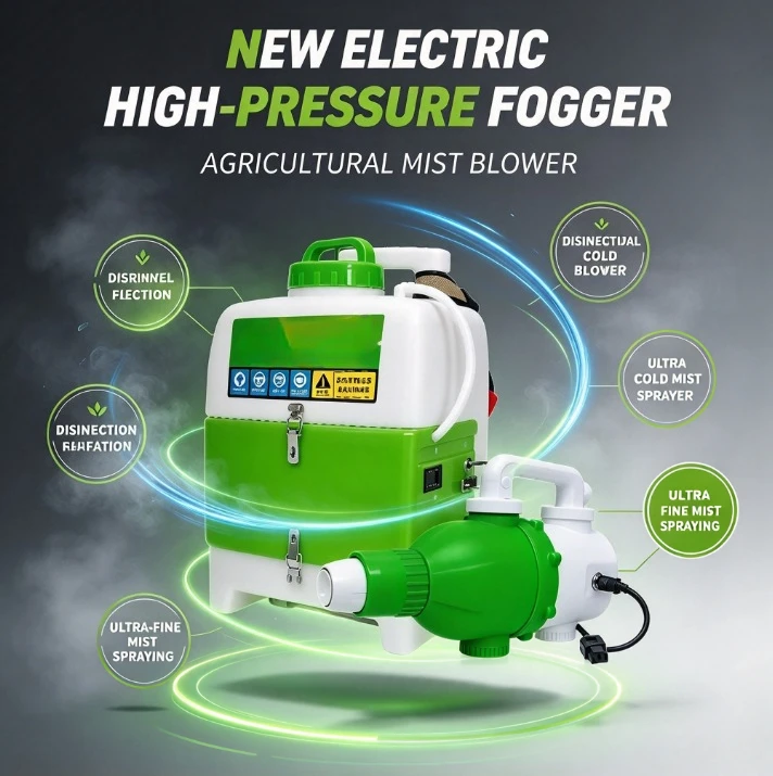 New Electric High Pressure Sprayer Agricultural Fog Machine Disinfection Cold Mist Sprayer Small Fog Cannon Atomizer Garden Pest