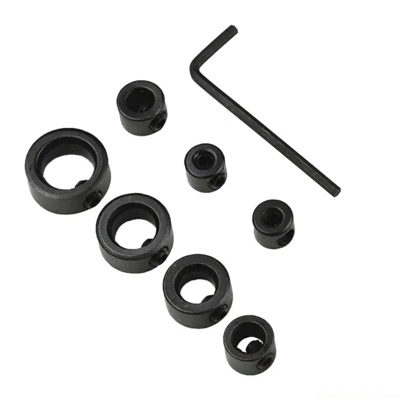 

A2BE 8Pieces Carbon Steel Drill Bit Limit Rings Stop Collar with Wrench for Controlling Depth In Woodworking and DIY Projects