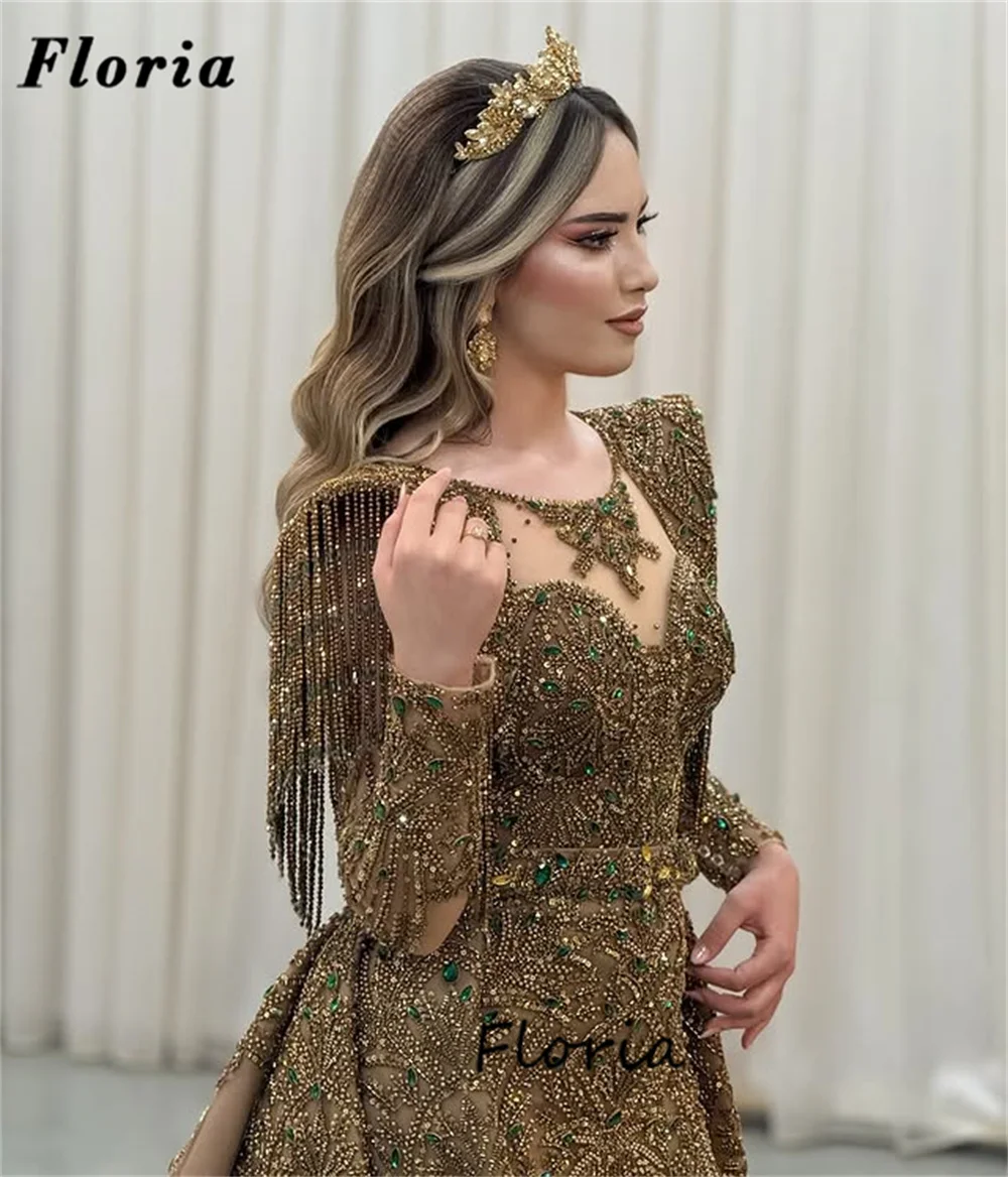 แอฟริกันสีน้ําตาล Cape แขนยาวชุดราตรีวันเกิดวินาทีแผนกต้อนรับชุดที่กําหนดเองลูกปัดพรหมชุดกระโปรง