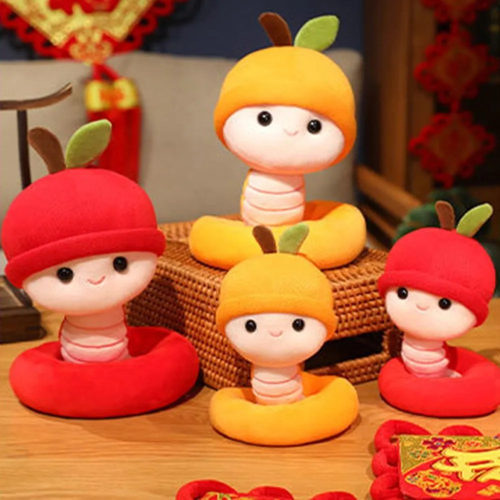 With Keychain Persimmon Snake Year Plush Toy Happy New Year Chinese Style Snake Year Mascot Toy Good Luck Blessing