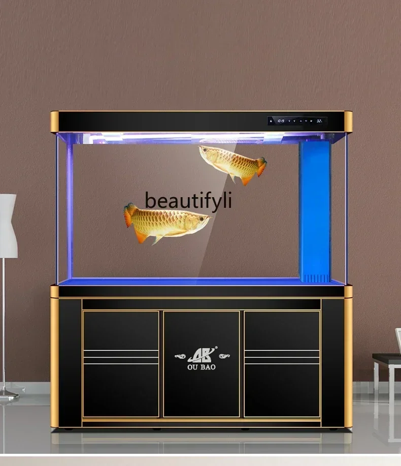 

1184 Dragon Fish Tank Aquarium Aluminum Alloy Flowing Water Curtain Wall Waterfall Rain Type Large Living Room Curved Cylinder