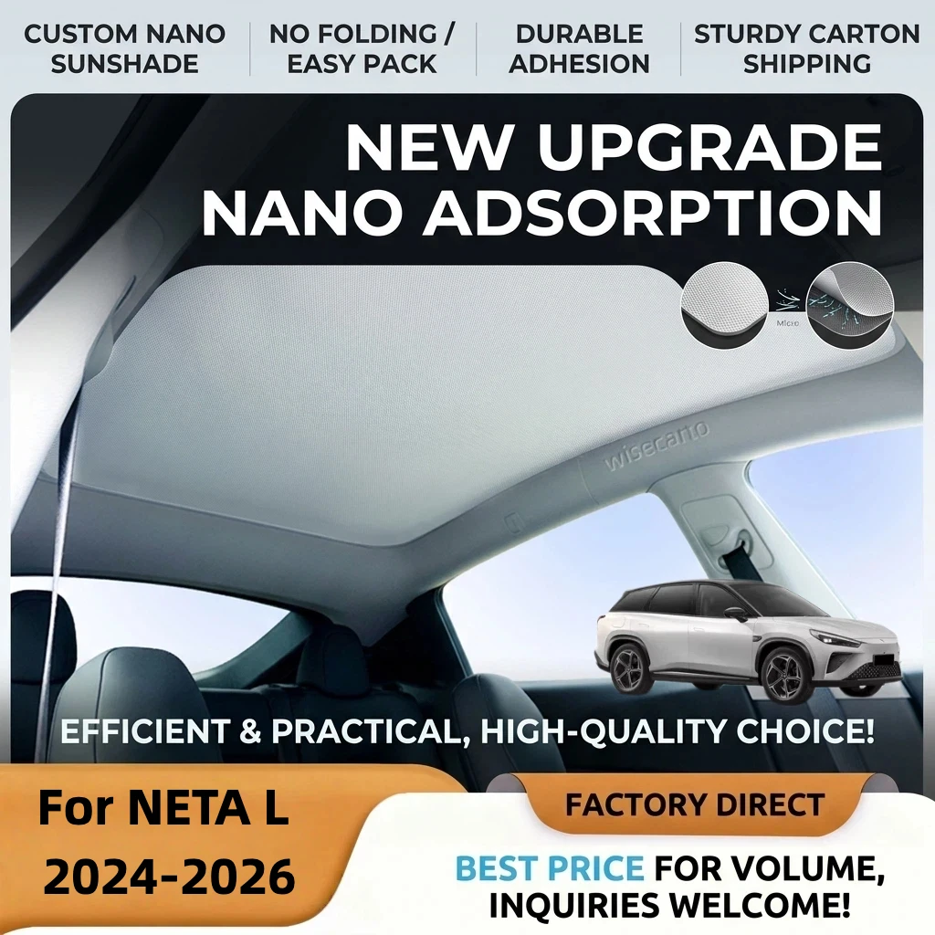 Car Suede Fabric For NETA L 2024-2026 Anti-uv Electrostatic Adsorption Sunroof Sunshade Heat Insulation Skylight Accessories