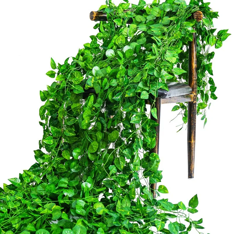 2.2M Artificial Plant Green Leaves Ivy Wall Hanging Vine Plants Home Garden Decoration Wedding Party DIY Fake Wreath Leaves