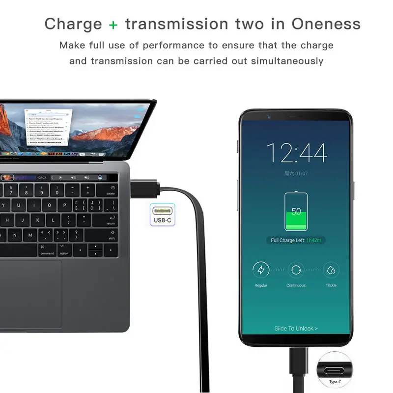 Retractable PD 60W USB C to USB C Data Cable, Notebook Fast Charging Cord Compatible with Type C Phone Switch Tablets and More