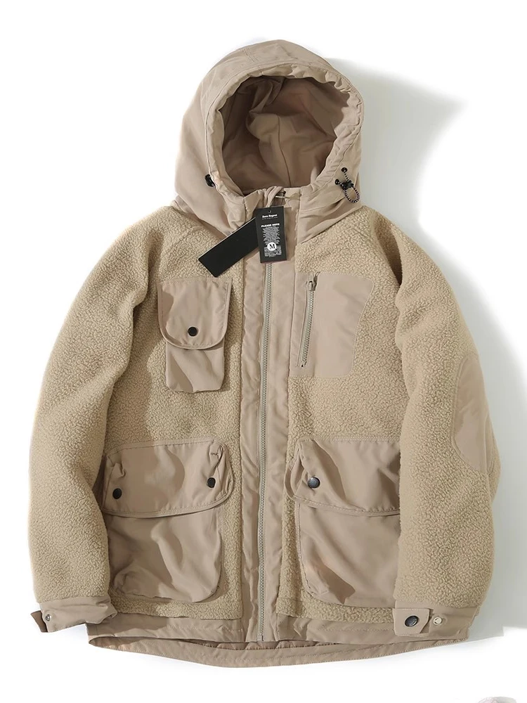 

Утепленная хлопковая куртка с капюшоном для мужчин, повседневная осенне-зимняя одежда, молодежная, свободного кроя, с множеством карманов